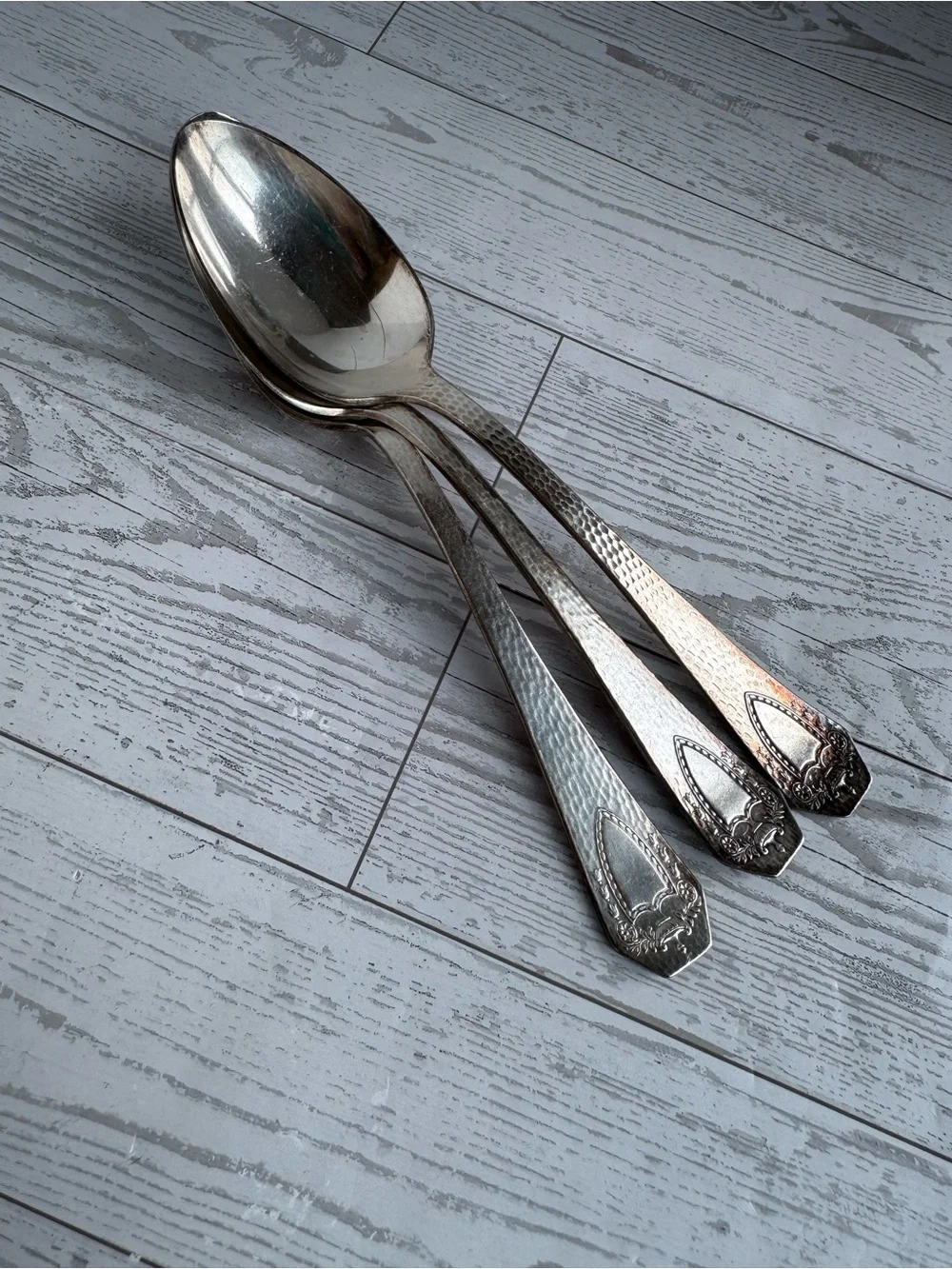 Decorative Silver-Tone Serving Spoons - Set of 3–1847 Rodgers Bros